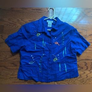 Ultra Dress Linen Blue Shirt Size 14